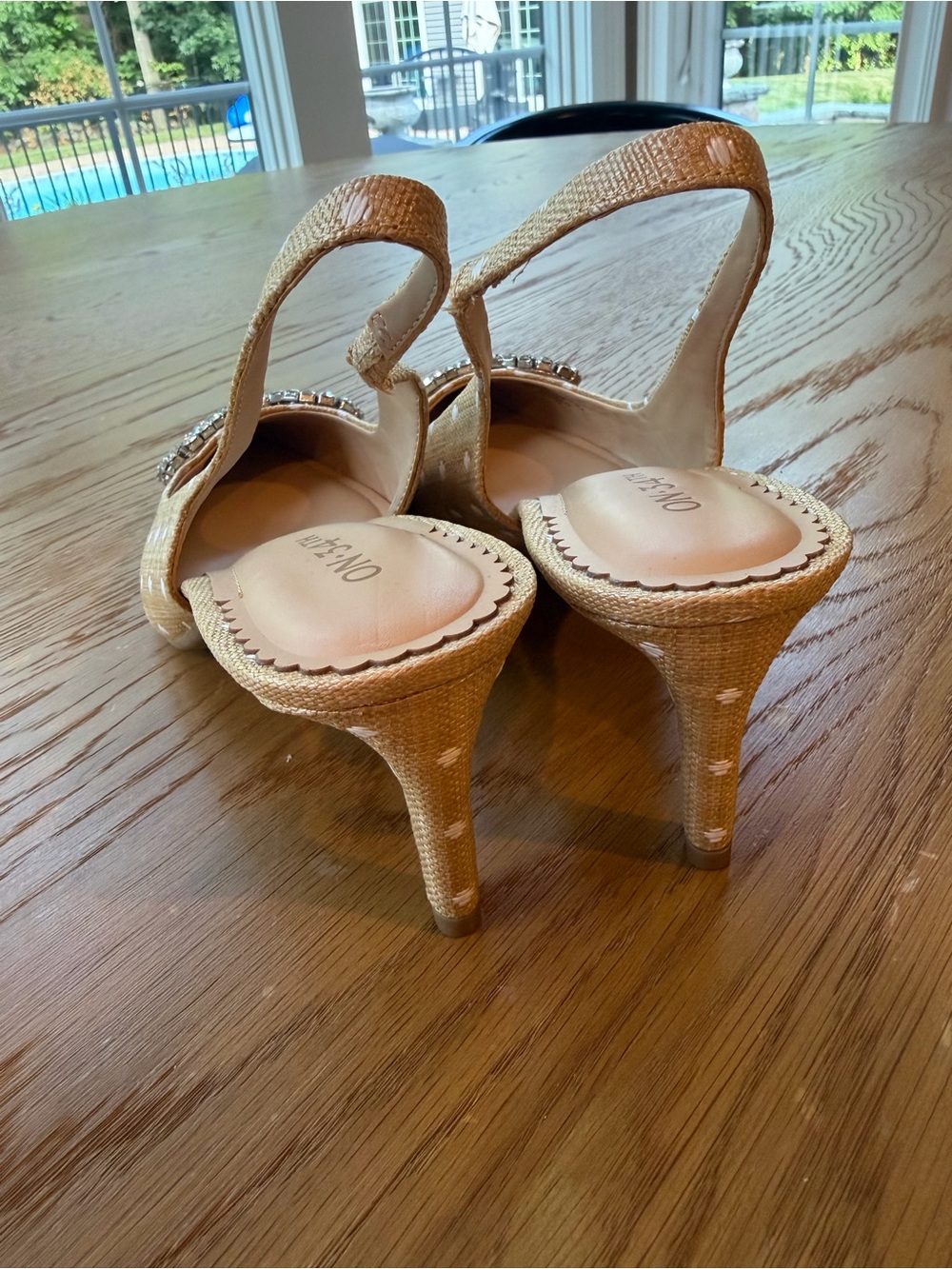 On 34th Polka Dot Slingback Heels with Crystal Bow Accent — Beige - Picture 4 of 4